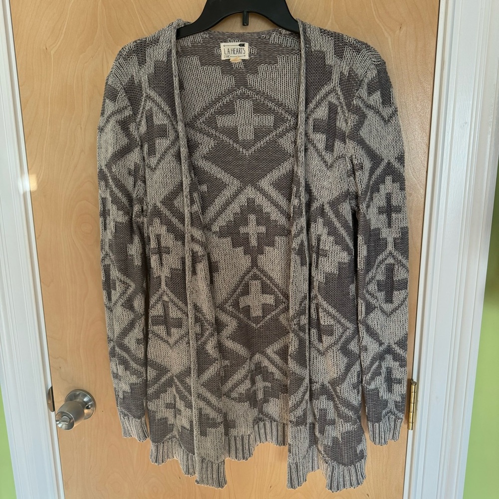 LA Hearts Gray Patterned Women's Cardigan